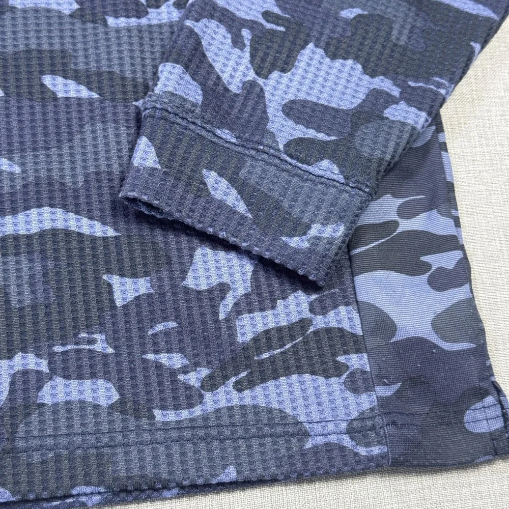 Straight Down Camouflage Golf 1/4 Zip Top Mens 2XL Blue Performance Long Sleeve